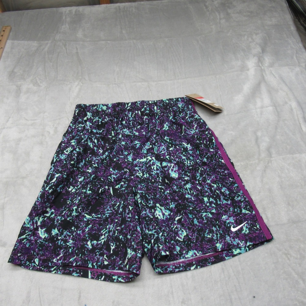 Nike Shorts‎ Kids Large Purple Teal Abstract Dri-FIT Training Drawstring $32 NEW